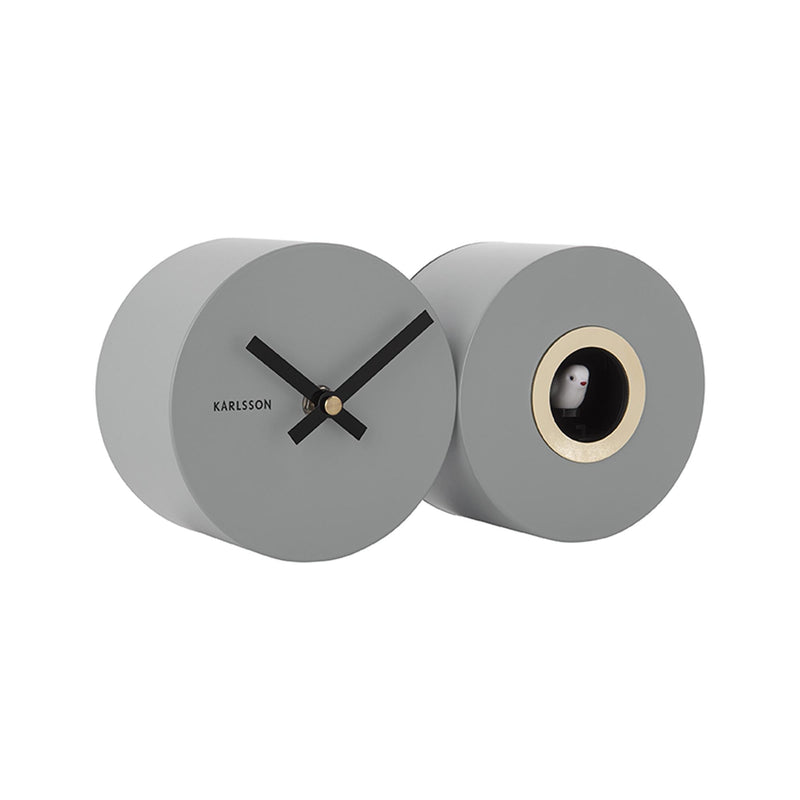 Wall clock Duo Cuckoo matt mouse grey
