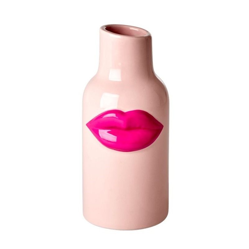 Ceramic Vase Pink with Fuchsia Lips - Small