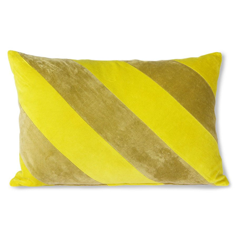 Striped velvet cushion yellow/green (40x60)
