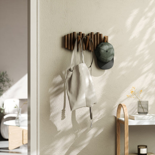Wandhanger Picket 5-haaks walnoot