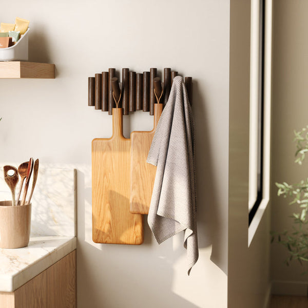 Wandhanger Picket 5-haaks walnoot