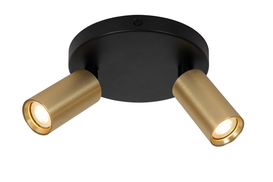Lucide RITMO plafondspot Ø 15 cm, 2 × GU10, matgoud / messing