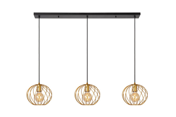 Lucide DANZA hanglamp 3 × E27, matgoud / messing