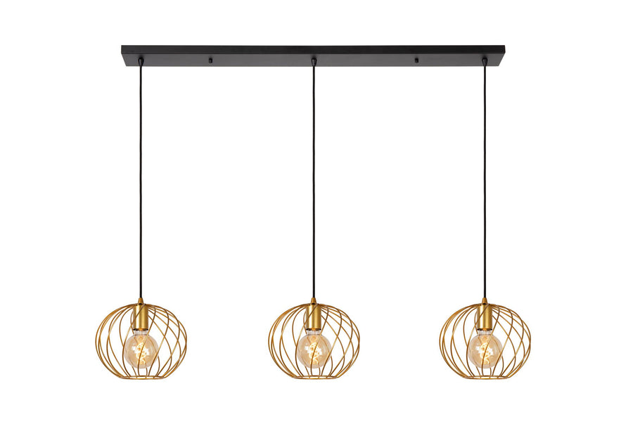 Lucide DANZA hanglamp 3 × E27, matgoud / messing