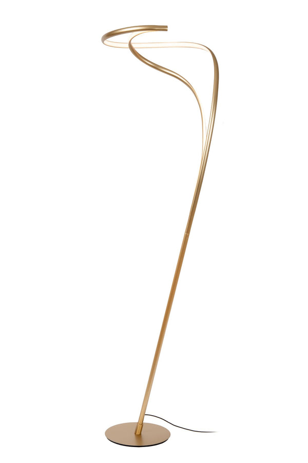 Lucide SARDANA dimbare LED-vloerlamp Ø 44 cm, 28 W, matgoud / messing
