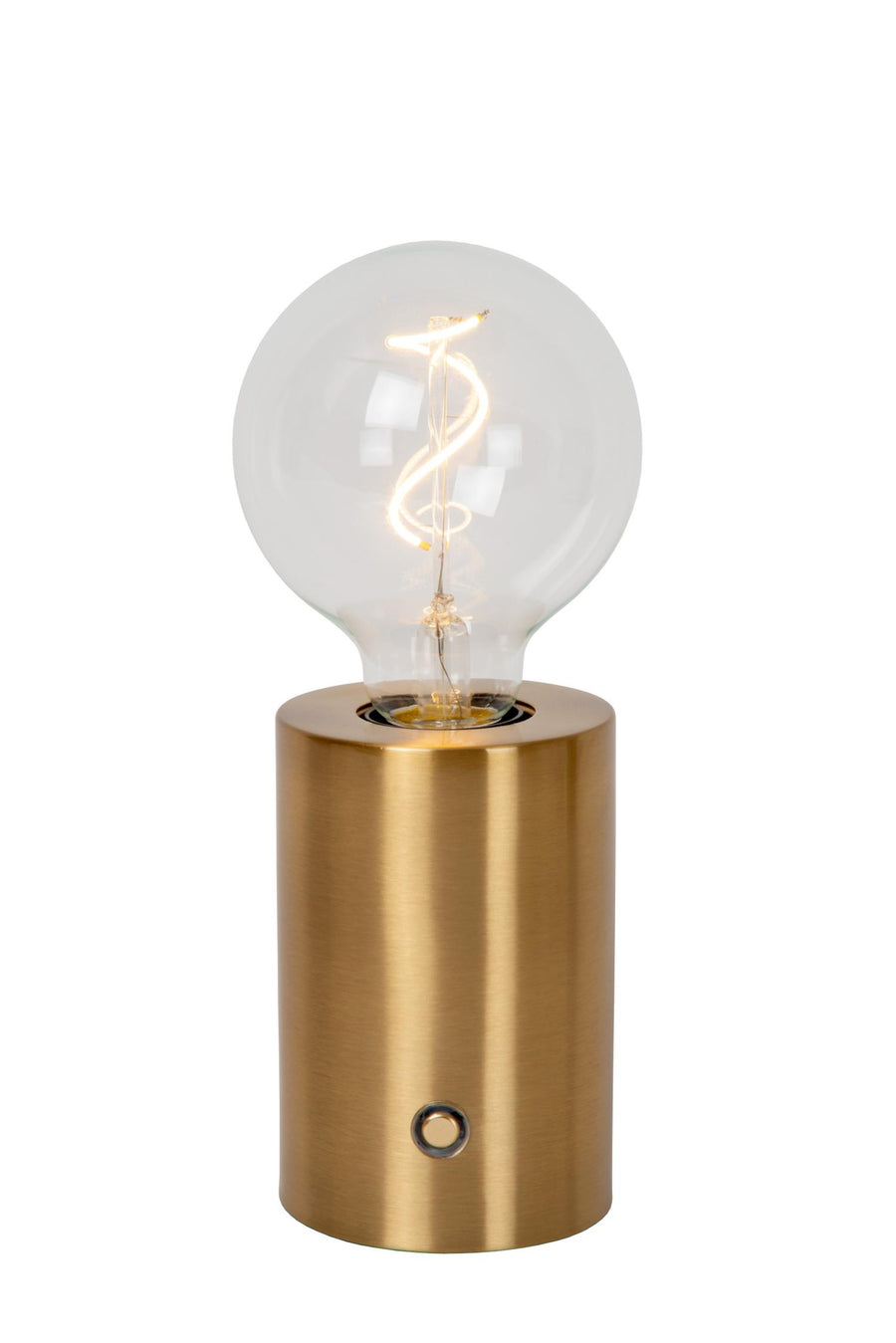 Lucide VIVO oplaadbare LED-tafellamp met dimfunctie, Ø 8 cm, 1 W, matgoud / messing