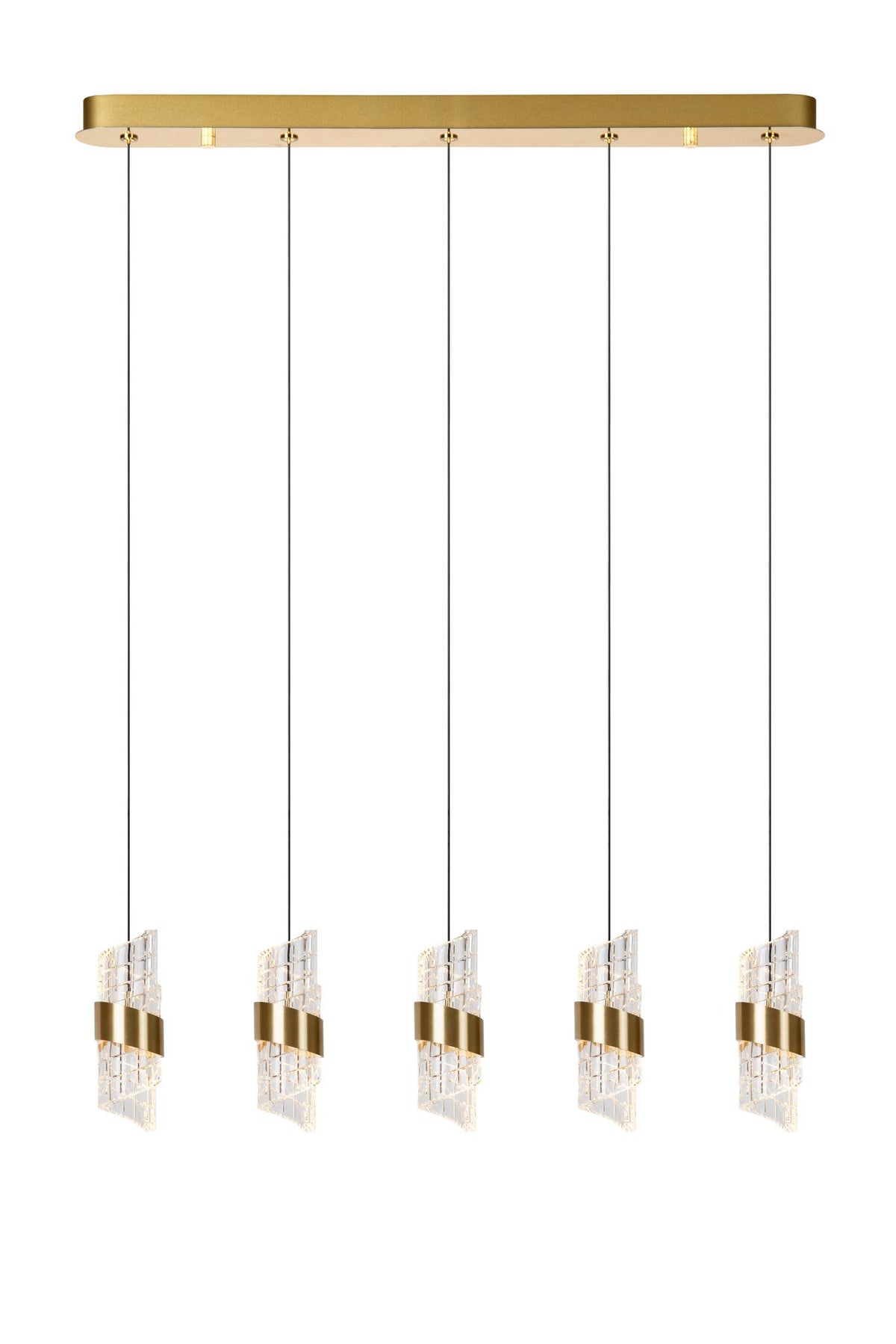 Lucide KLIGANDE dimbare LED-hanglamp 5 × 7,8 W, matgoud / messing