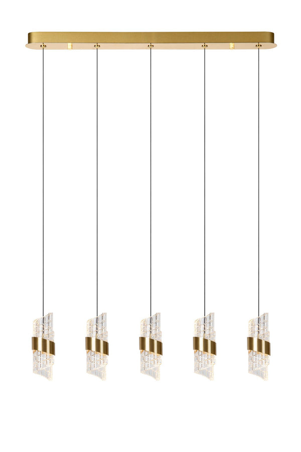 Lucide KLIGANDE dimbare LED-hanglamp 5 × 7,8 W, matgoud / messing