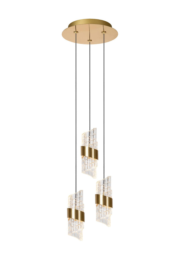Lucide KLIGANDE dimbare LED-hanglamp Ø 25 cm, 3 × 8 W, matgoud / messing