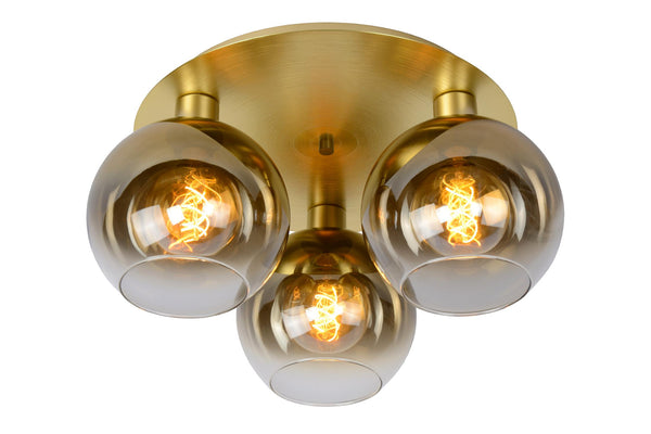 Lucide MARIUS plafondlamp 3 × E27, matgoud / messing