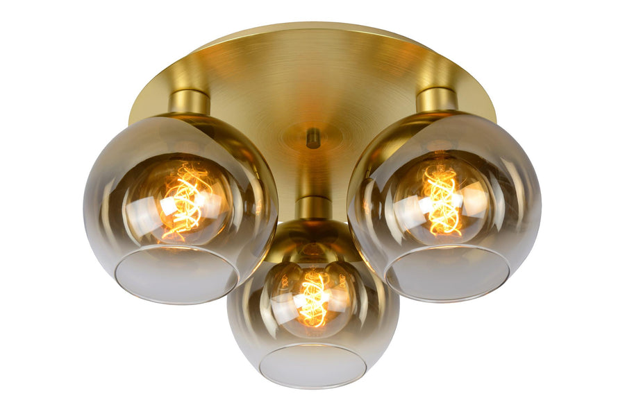 Lucide MARIUS plafondlamp 3 × E27, matgoud / messing