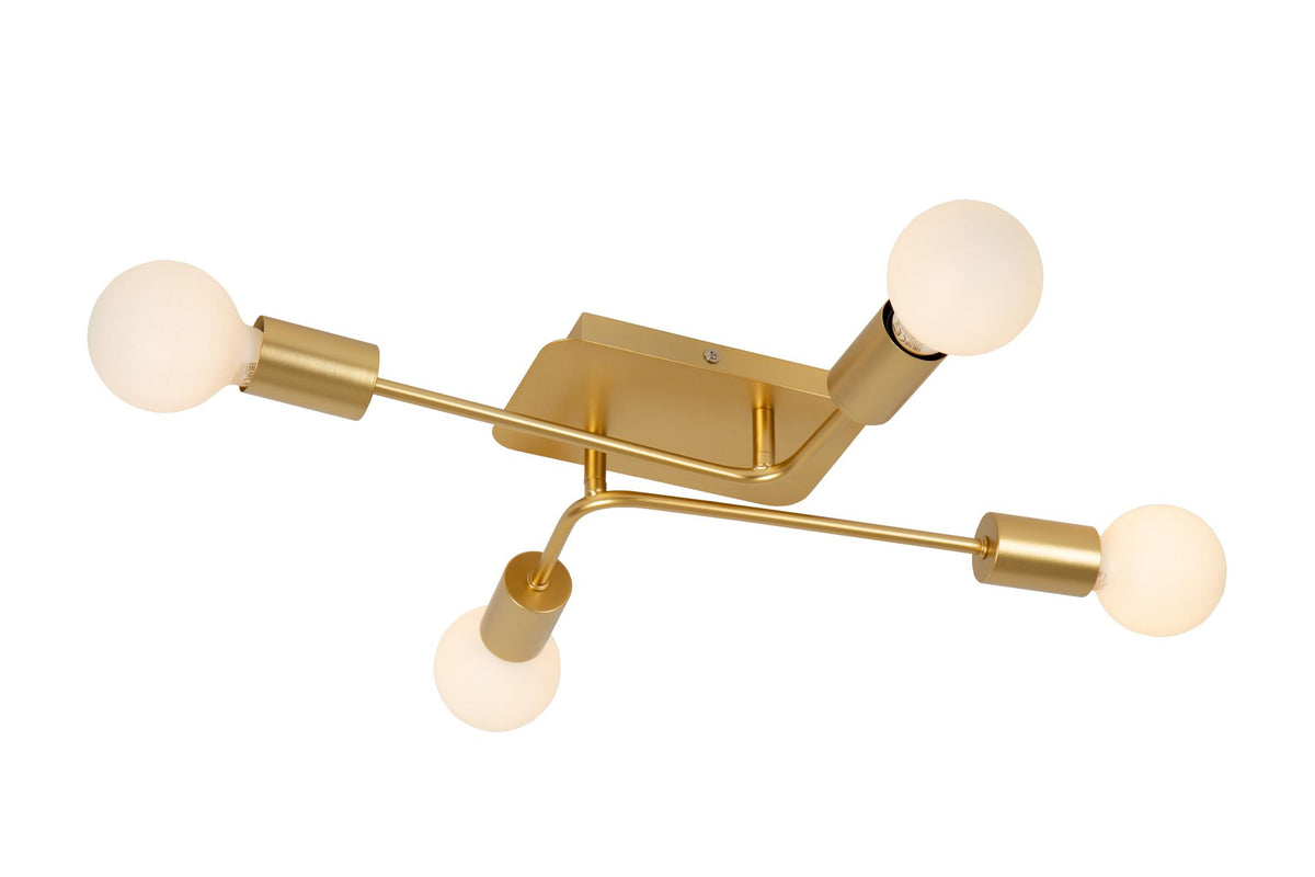 Lucide LESTER plafondlamp 4 × E27, matgoud / messing