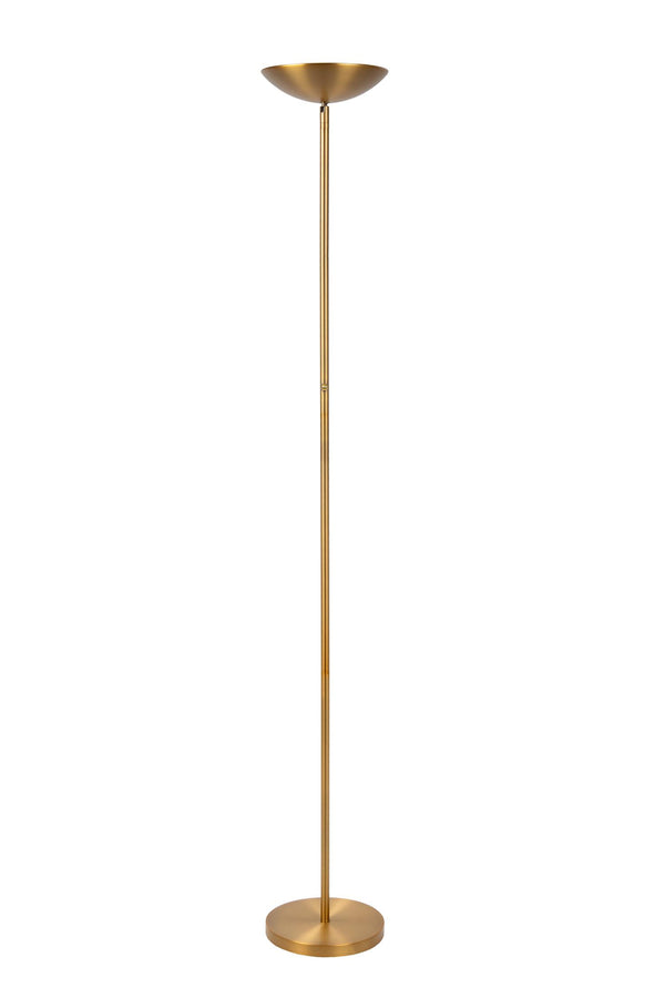 Lucide ZENITH dimbare LED-vloerlamp Ø 25,4 cm, 20 W, matgoud / messing