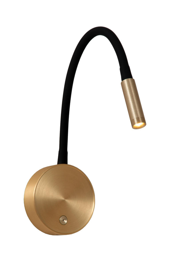 Lucide ASJA oplaadbare LED-wandspot met 3 dimstanden, 3 W, matgoud / messing
