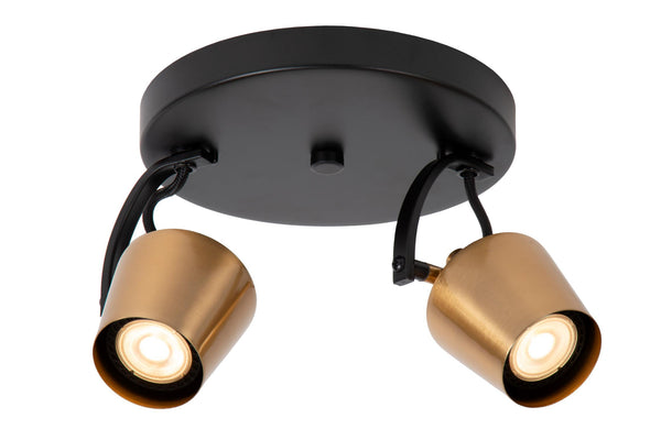 Lucide EMILE plafondspot Ø 20 cm, 2 × GU10, matgoud / messing