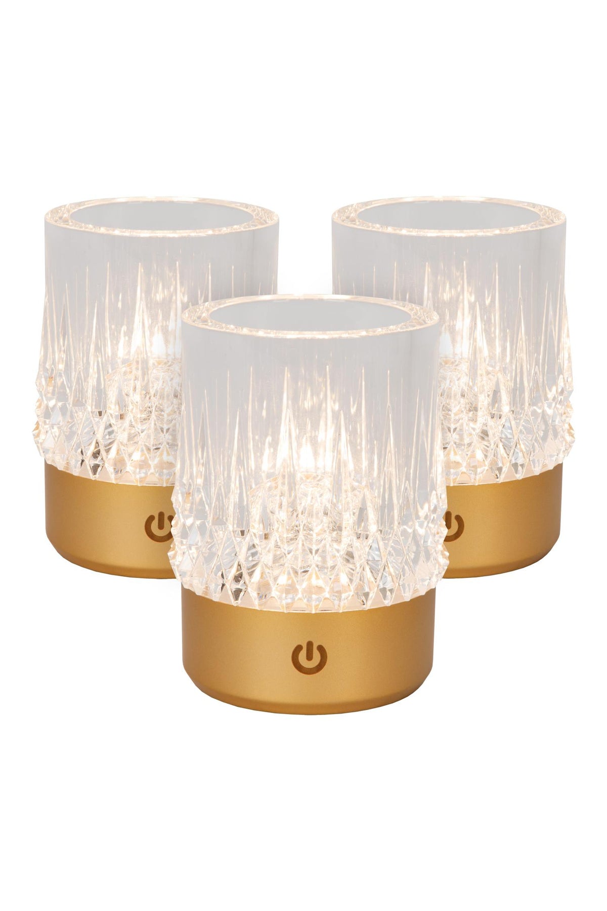 Lucide LILY oplaadbare LED-tafellamp met 3 dimstanden, Ø 8 cm, 3 W, matgoud / messing