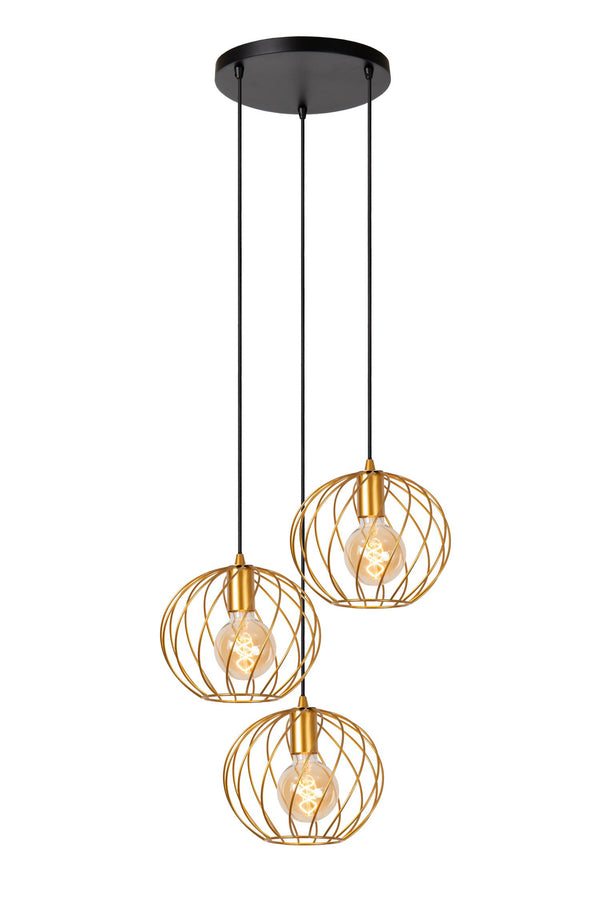 Lucide DANZA hanglamp Ø 50 cm, 3 × E27, matgoud / messing