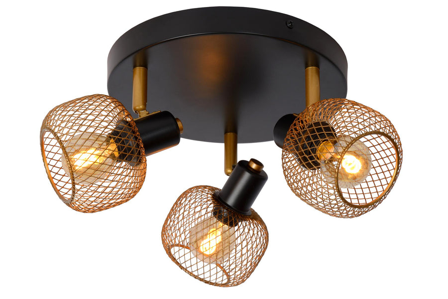Lucide MAREN plafondspot Ø 37 cm, 3 × E14, matgoud / messing
