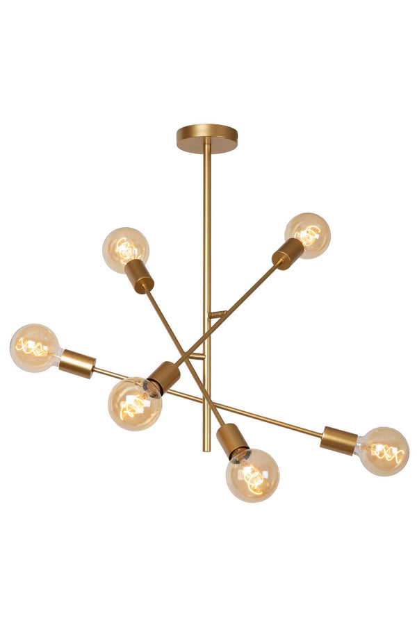 Lucide LESTER plafondlamp 6 × E27, matgoud / messing