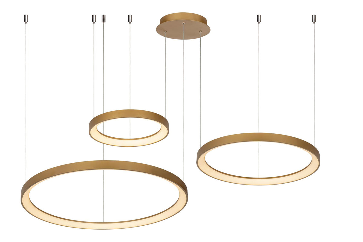 Lucide VIDAL dimbare LED-hanglamp Ø 78 cm, 120 W, matgoud / messing
