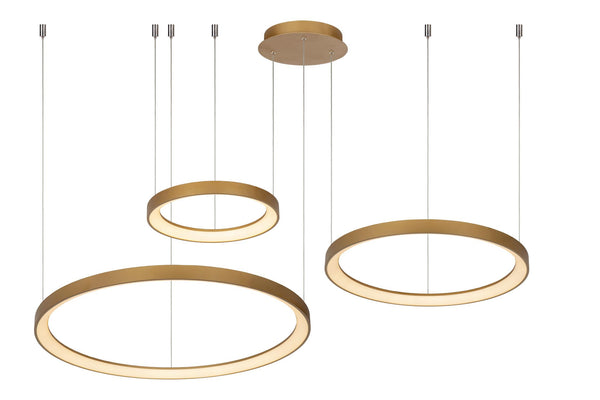 Lucide VIDAL dimbare LED-hanglamp Ø 78 cm, 120 W, matgoud / messing
