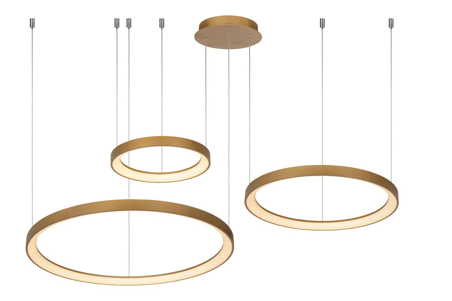 Lucide VIDAL dimbare LED-hanglamp Ø 78 cm, 120 W, matgoud / messing