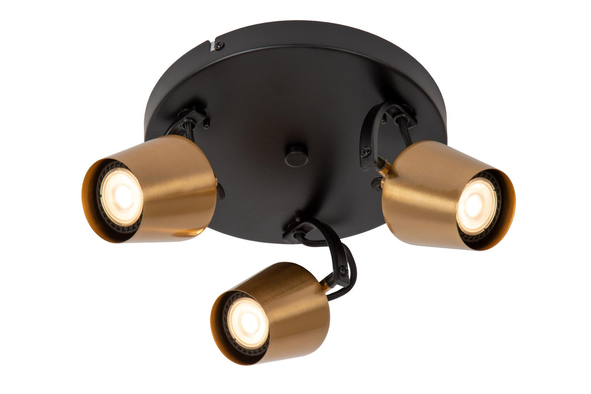 Lucide EMILE plafondspot Ø 23 cm, 3 × GU10, matgoud / messing