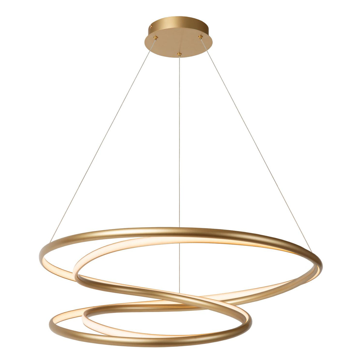 Lucide SARDANA dimbare LED-hanglamp Ø 80 cm, 74 W, matgoud / messing