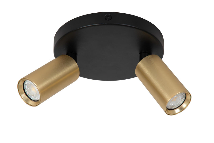 Lucide RITMO plafondspot Ø 15 cm, 2 × GU10, matgoud / messing