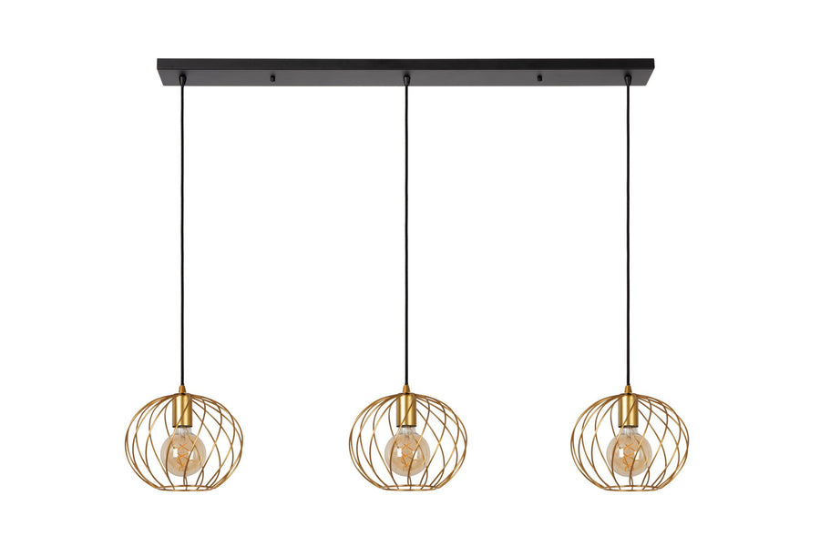 Lucide DANZA hanglamp 3 × E27, matgoud / messing