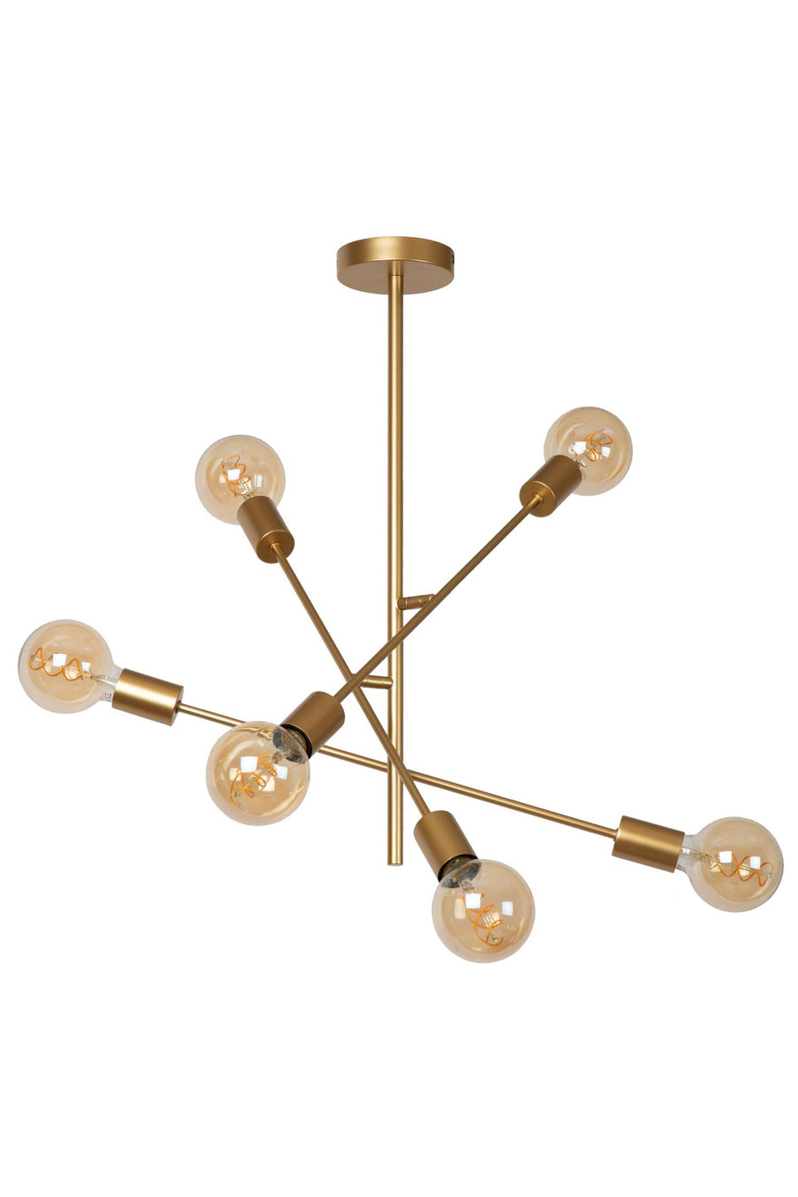 Lucide LESTER plafondlamp 6 × E27, matgoud / messing