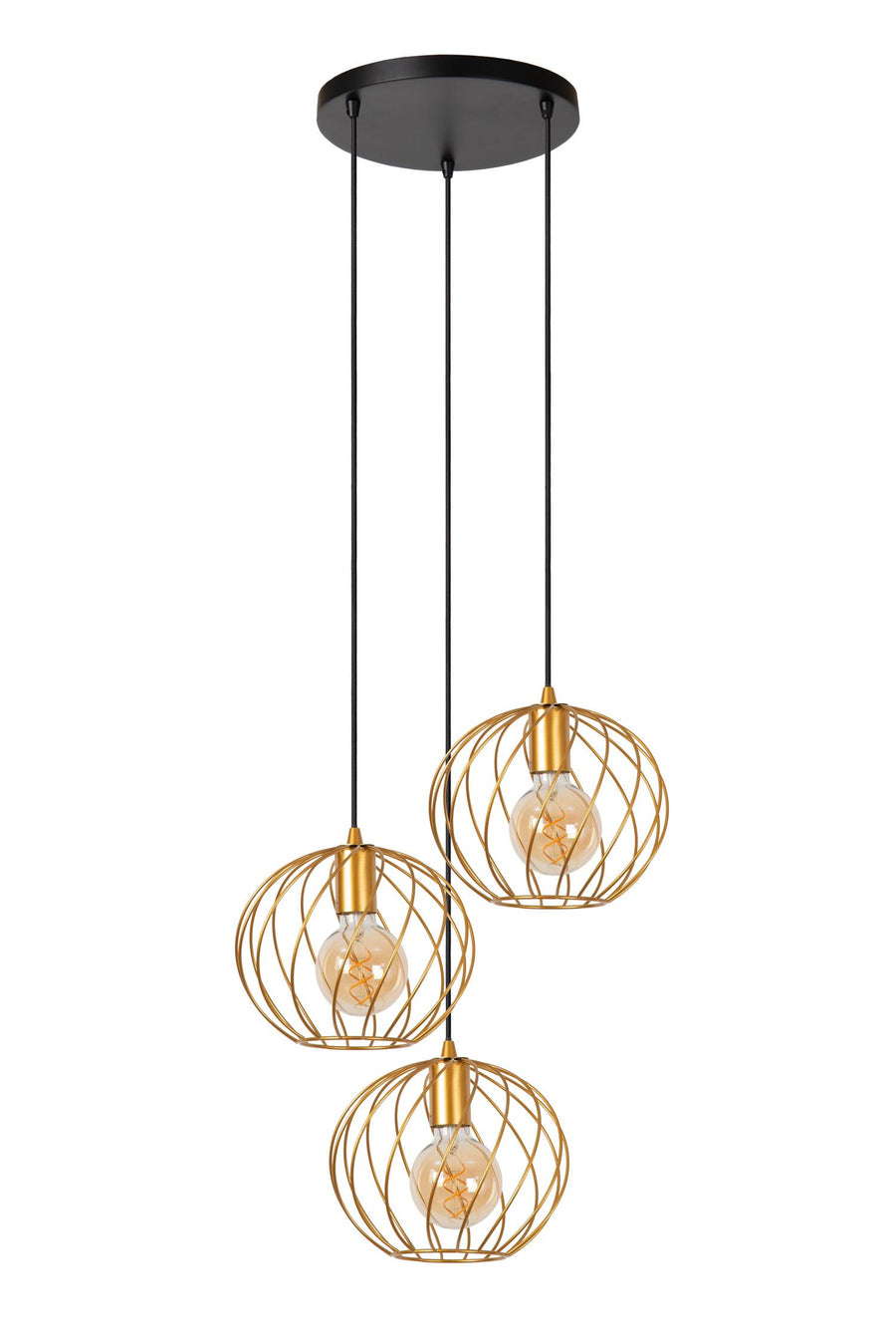 Lucide DANZA hanglamp Ø 50 cm, 3 × E27, matgoud / messing