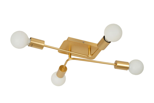 Lucide LESTER plafondlamp 4 × E27, matgoud / messing
