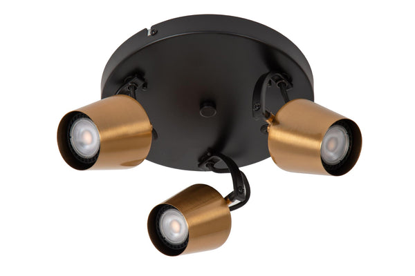 Lucide EMILE plafondspot Ø 23 cm, 3 × GU10, matgoud / messing