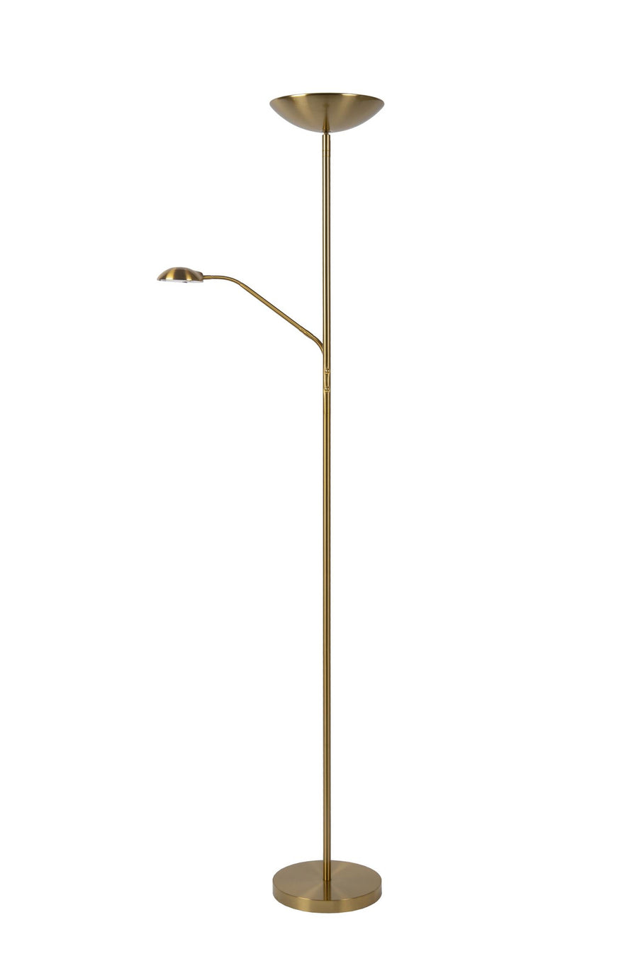 Lucide ZENITH dimbare LED-leesvloerlamp matgoud / messing
