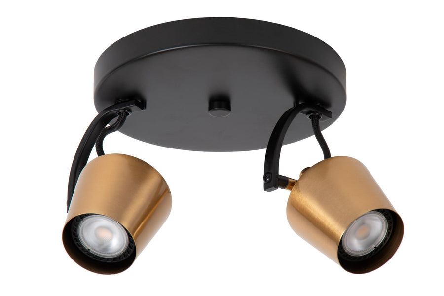 Lucide EMILE plafondspot Ø 20 cm, 2 × GU10, matgoud / messing