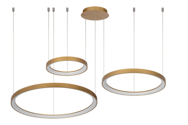 Lucide VIDAL dimbare LED-hanglamp Ø 78 cm, 120 W, matgoud / messing