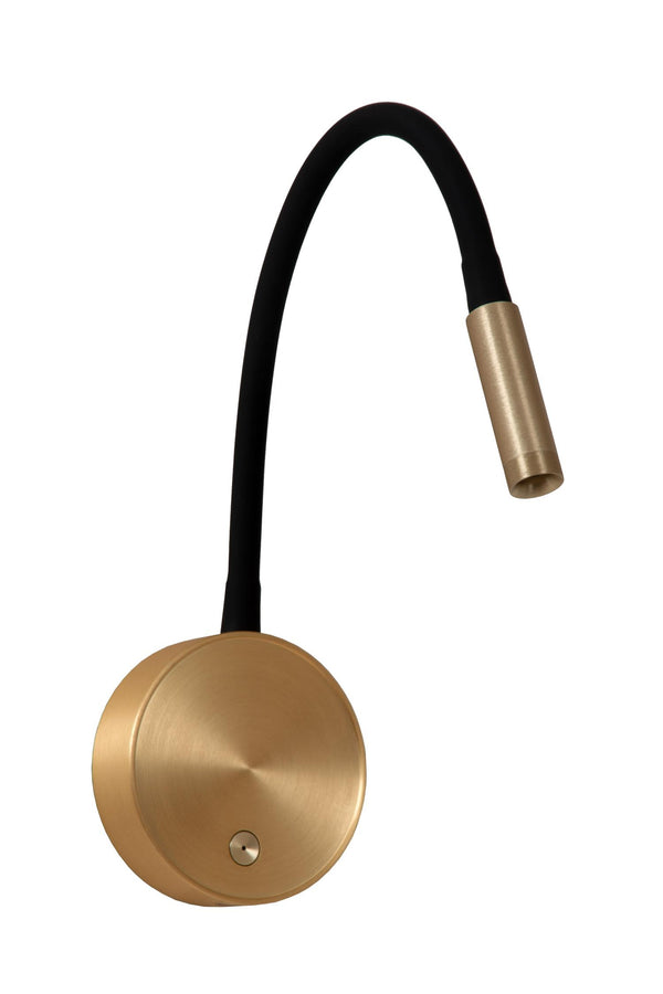 Lucide ASJA oplaadbare LED-wandspot met 3 dimstanden, 3 W, matgoud / messing