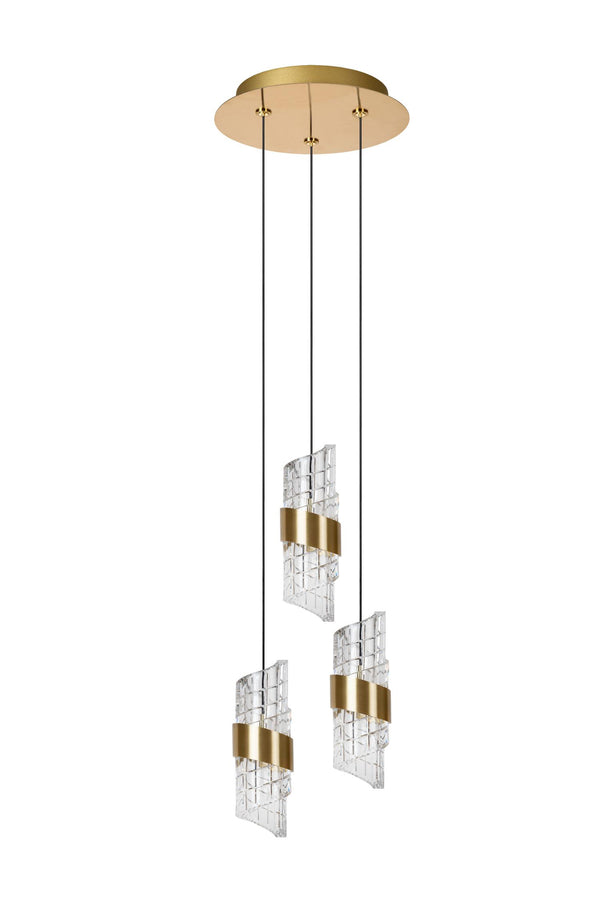 Lucide KLIGANDE dimbare LED-hanglamp Ø 25 cm, 3 × 8 W, matgoud / messing