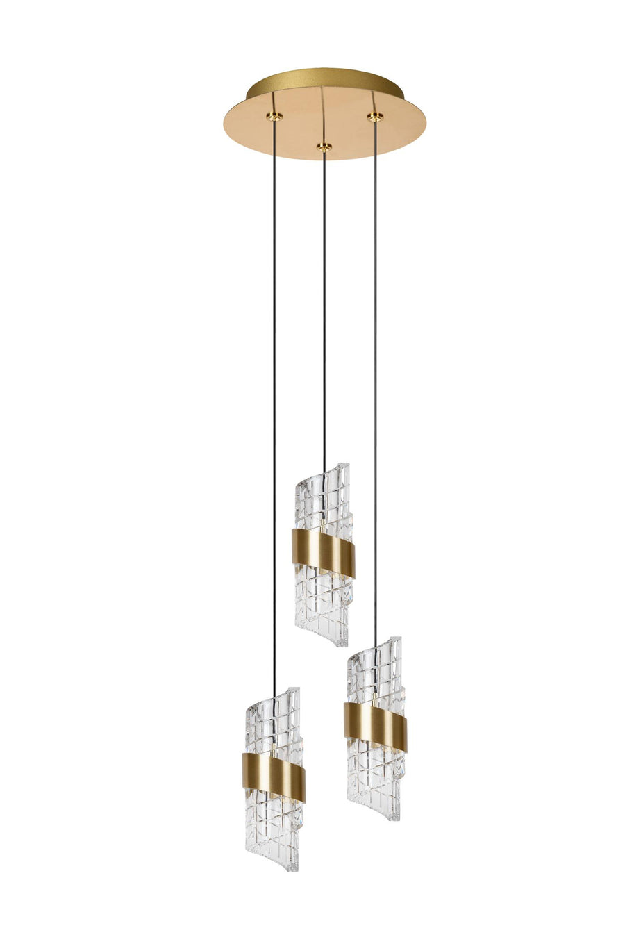 Lucide KLIGANDE dimbare LED-hanglamp Ø 25 cm, 3 × 8 W, matgoud / messing