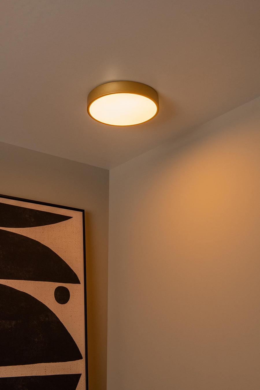 Lucide UNAR plafondlamp Ø 30 cm, matgoud / messing