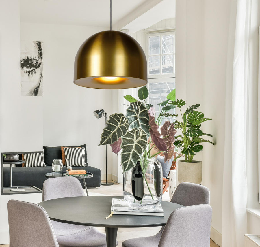 Lucide AKRON hanglamp Ø 50 cm, E27, matgoud / messing