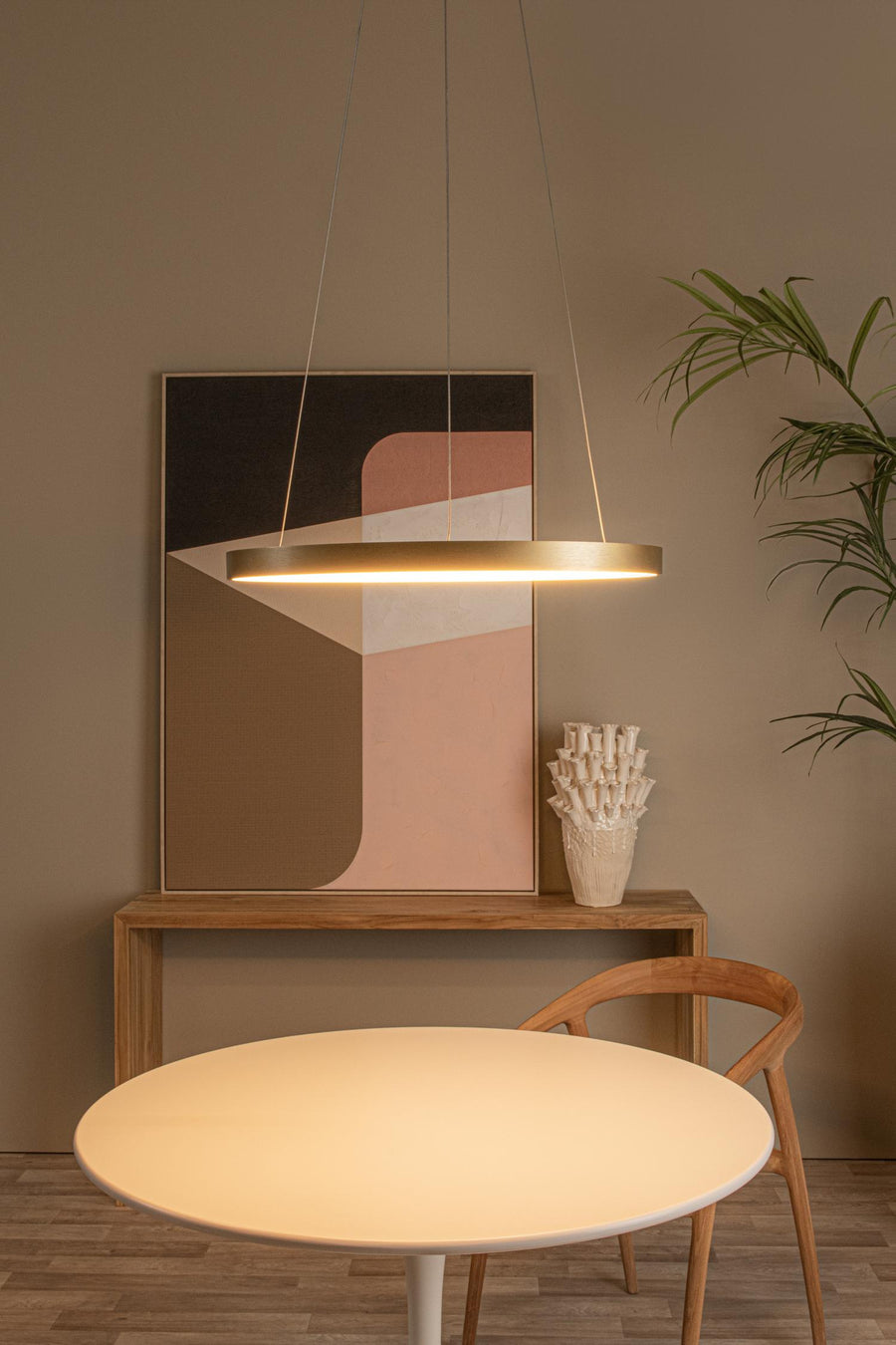 Lucide VIDAL dimbare LED-hanglamp Ø 58 cm, 48 W, matgoud / messing
