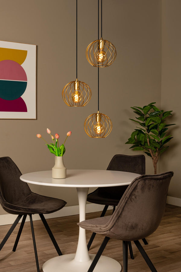 Lucide DANZA hanglamp Ø 50 cm, 3 × E27, matgoud / messing