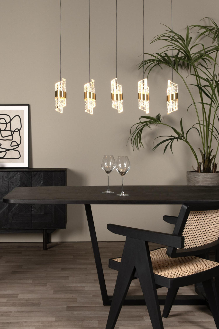 Lucide KLIGANDE dimbare LED-hanglamp 5 × 7,8 W, matgoud / messing