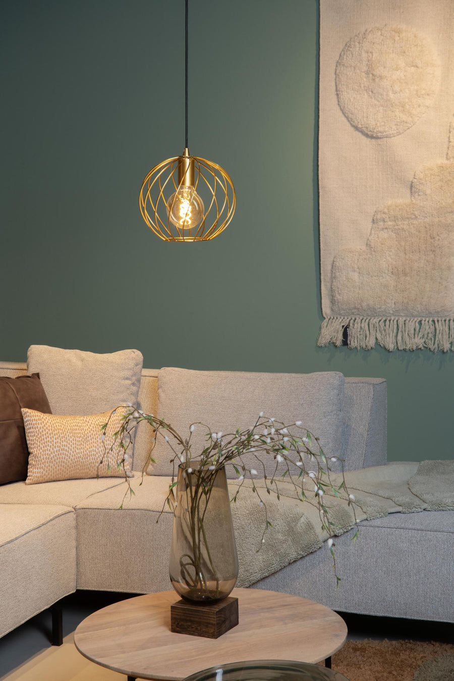 Lucide DANZA hanglamp Ø 25 cm, E27, matgoud / messing