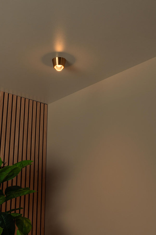 Lucide RIGON LED-plafondlamp Ø 9 cm, 7 W, matgoud / messing