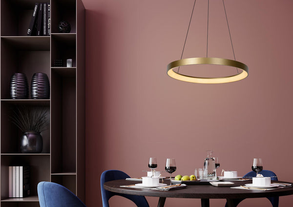 Lucide VIDAL dimbare LED-hanglamp Ø 58 cm, 48 W, matgoud / messing