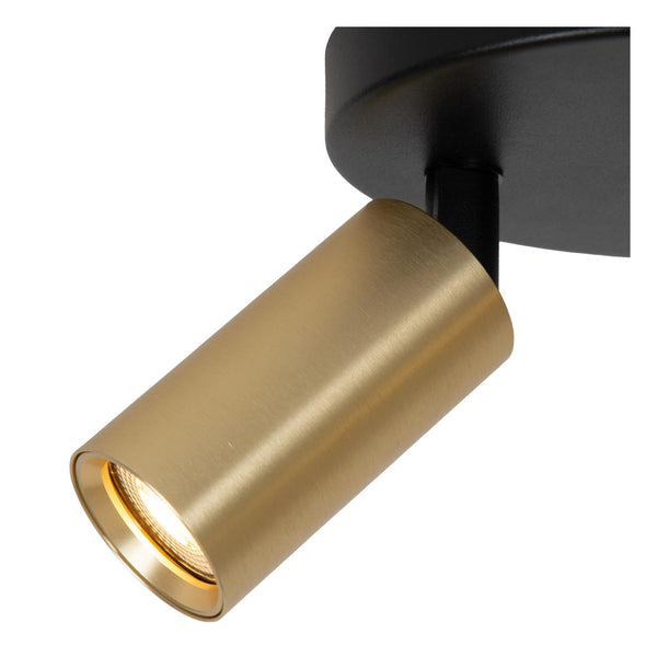 Lucide RITMO plafondspot Ø 18 cm, 3 × GU10, matgoud / messing