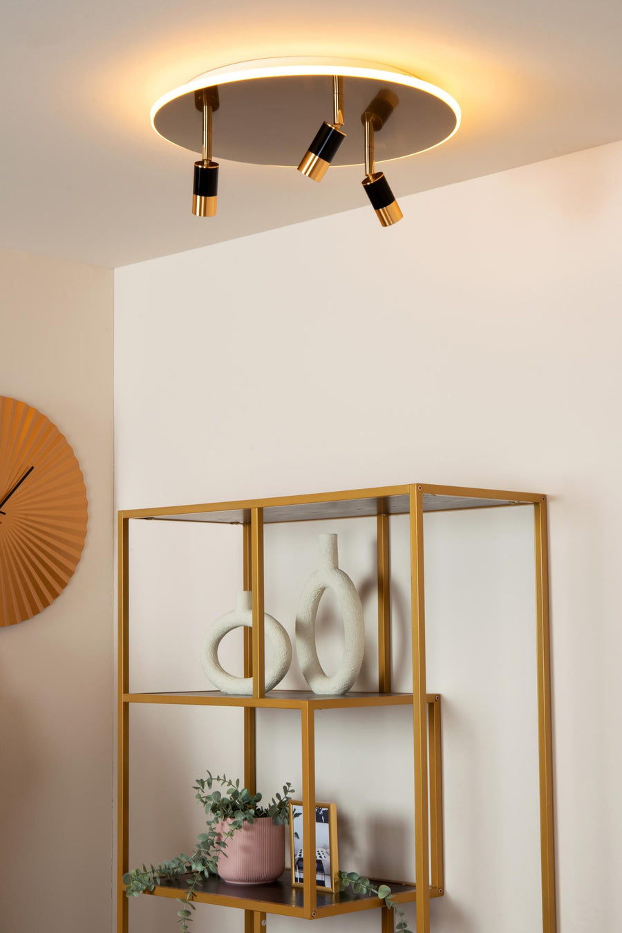 Lucide JUBEL LED-plafondlamp Ø 48 cm, 2500–3000 K, matgoud / messing